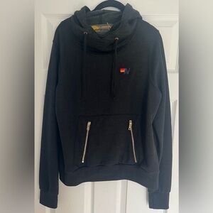Aviator Nation Black size Small Ninja Pullover Hoodie with zip pockets